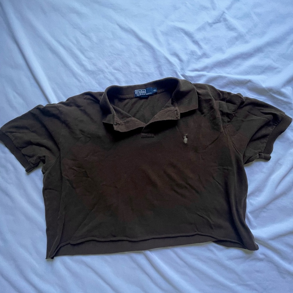 Ralph Lauren Chocolate cropped Polo Shirt